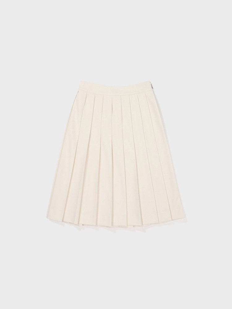 Knife Pleated Skirt [Cream Ivory]