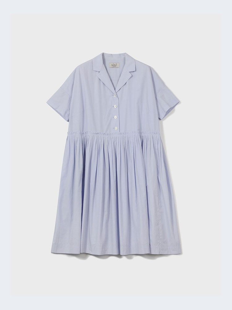 Fine Cotton Pleated Dress [Sky Blue]