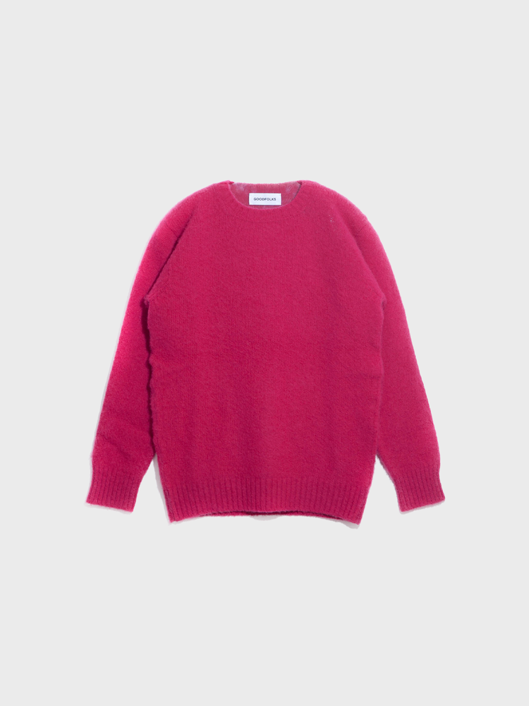 Shetland Fully Fashioned Brushed Crew Neck Sweater  [Plum]