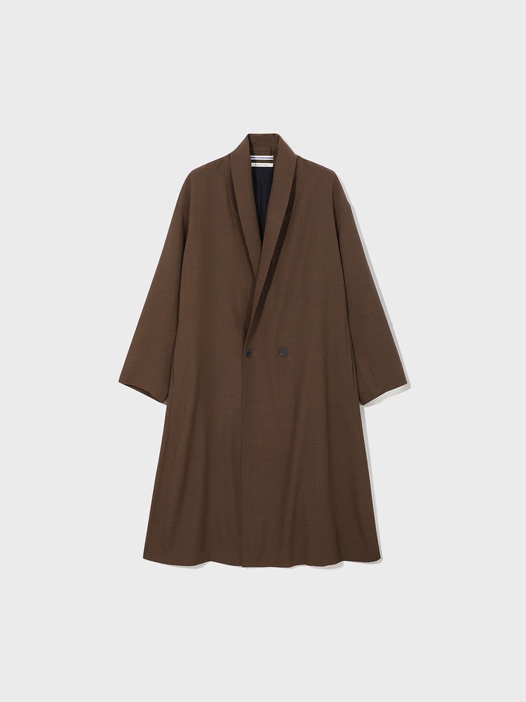 Oversized Shawl Collar Coat [Brown]