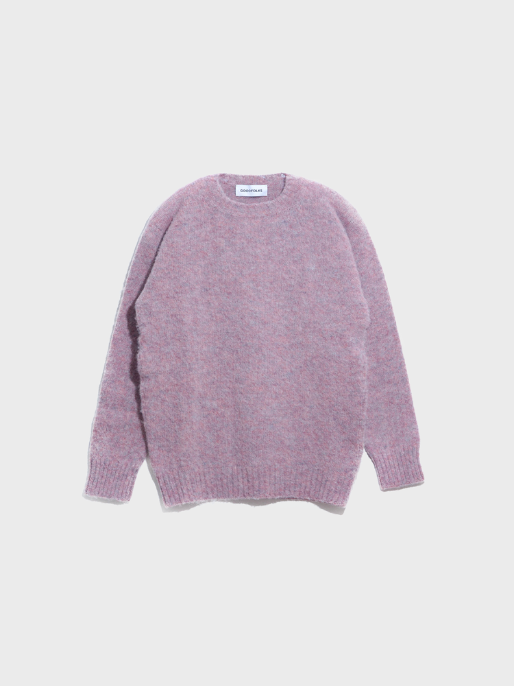 Shetland Fully Fashioned Brushed Crew Neck Sweater  [Wild Violet]