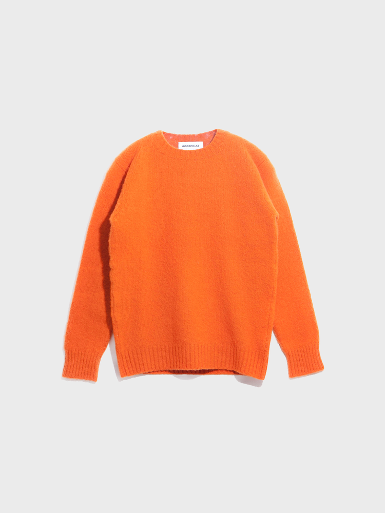 Shetland Fully Fashioned Brushed Crew Neck Sweater  [Pumpkin]