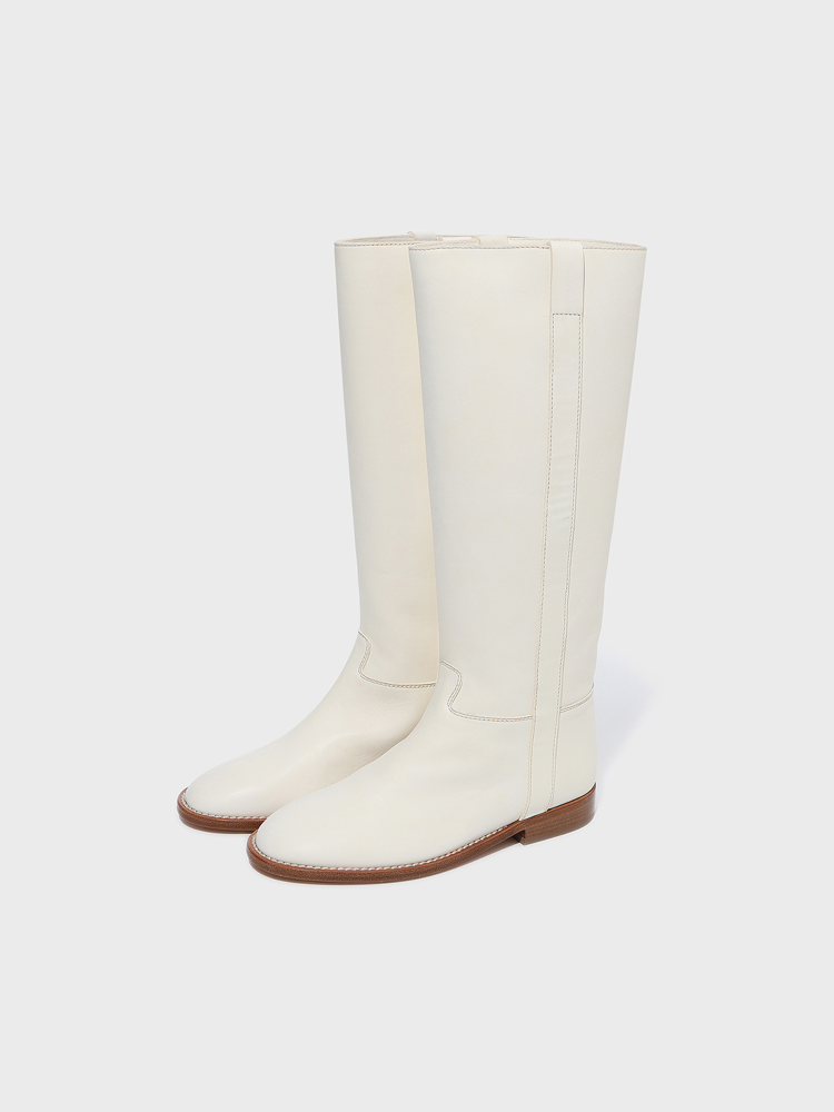 Leather Cabvaliere Boots [White]