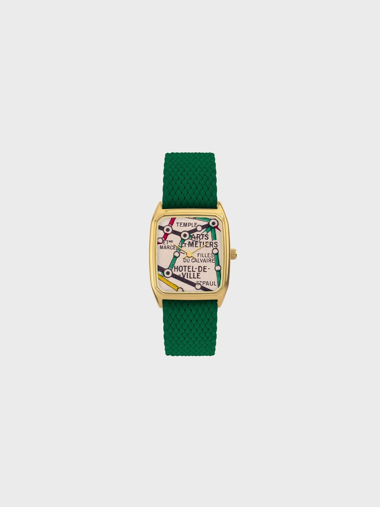 Marais [Green perlon watch band/Gold 18mm]