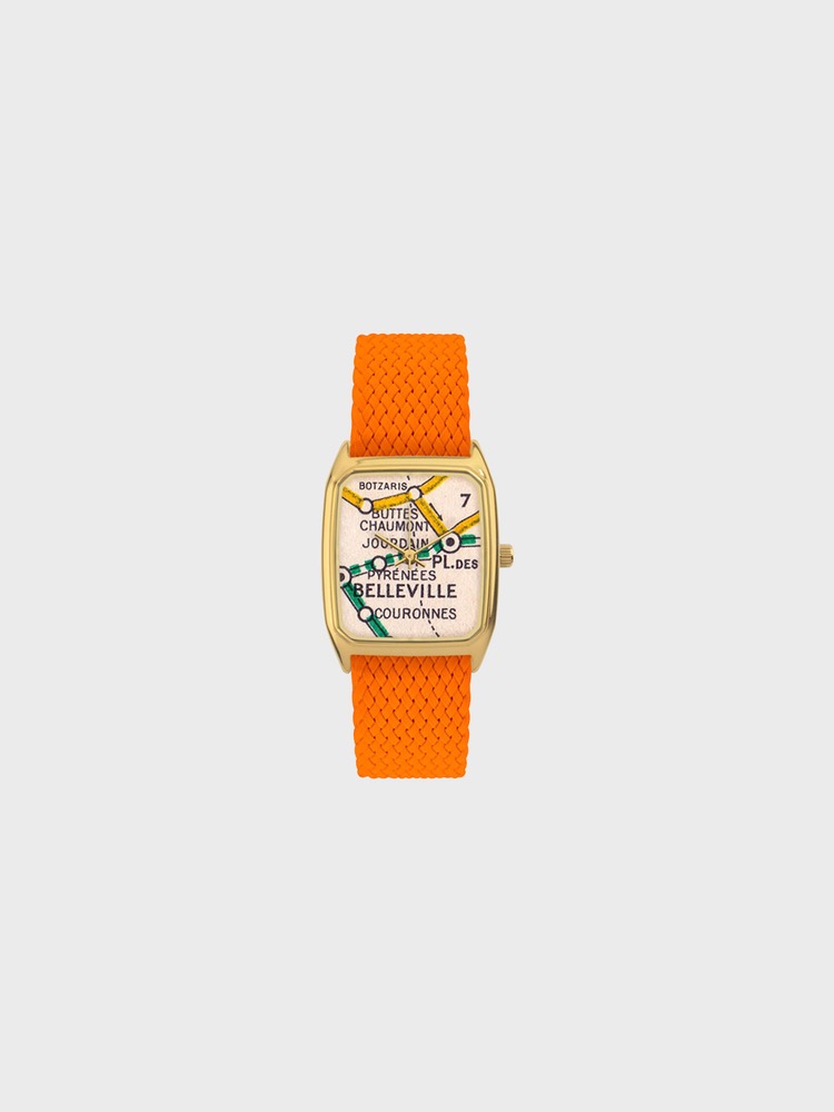 Belleville [Orange perlon watch band/Gold 18mm]