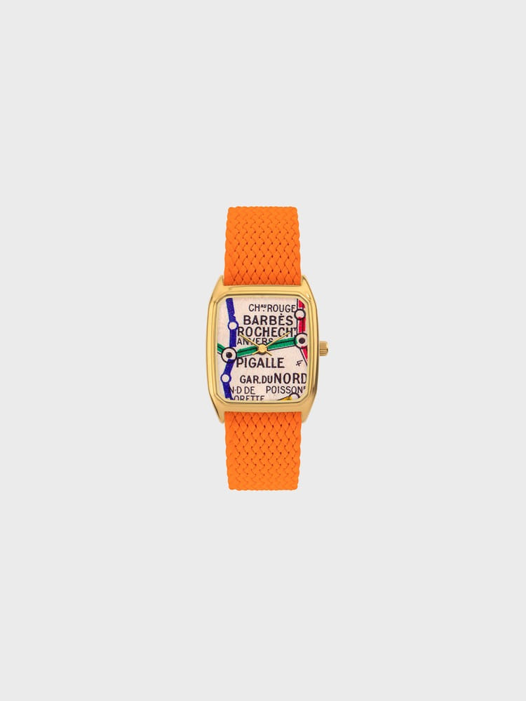 Barbès [Orange perlon watch band/Gold 18mm]