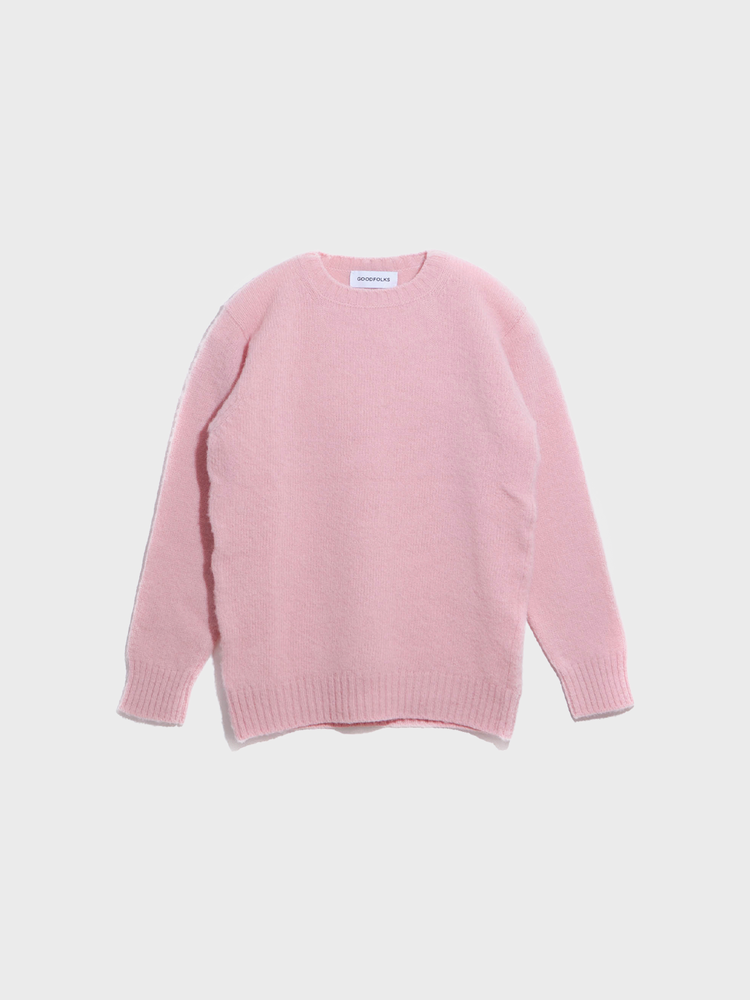 Shetland Fully Fashioned Brushed Crew Neck Sweater  [Blossom]