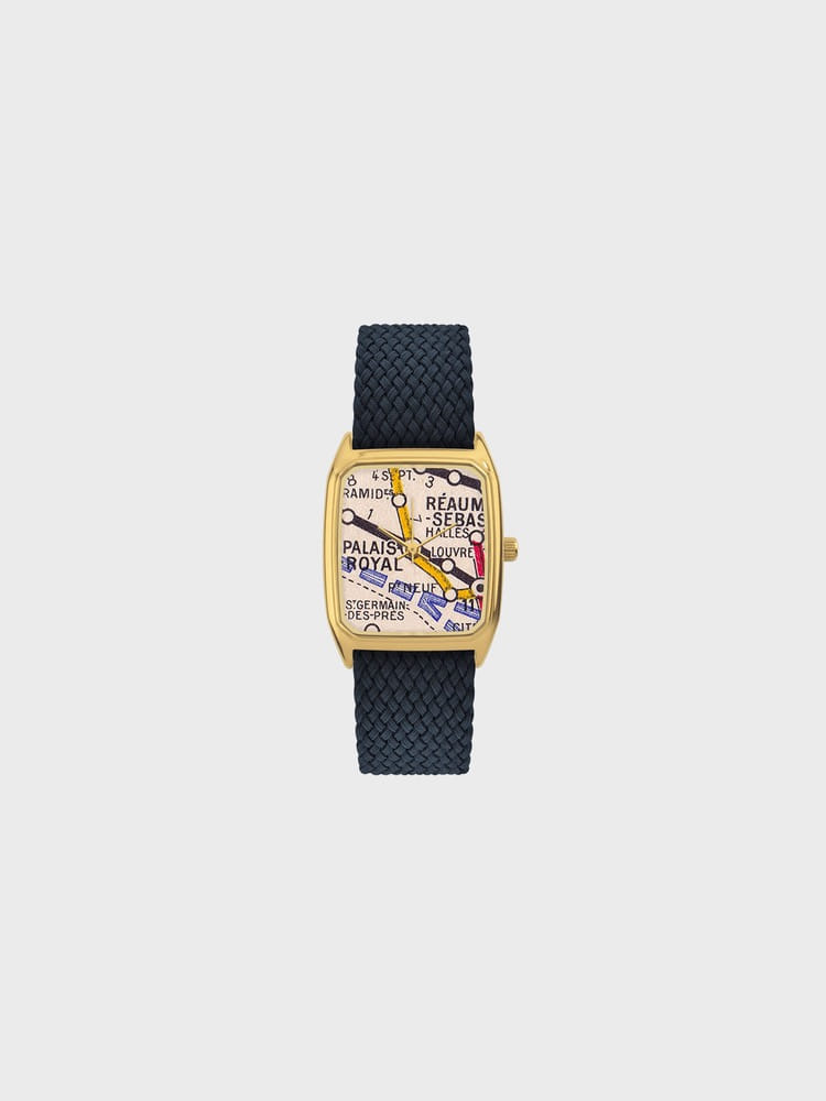 Palais Royal [Midnight blue Perlon Watch Band/Gold 18mm]