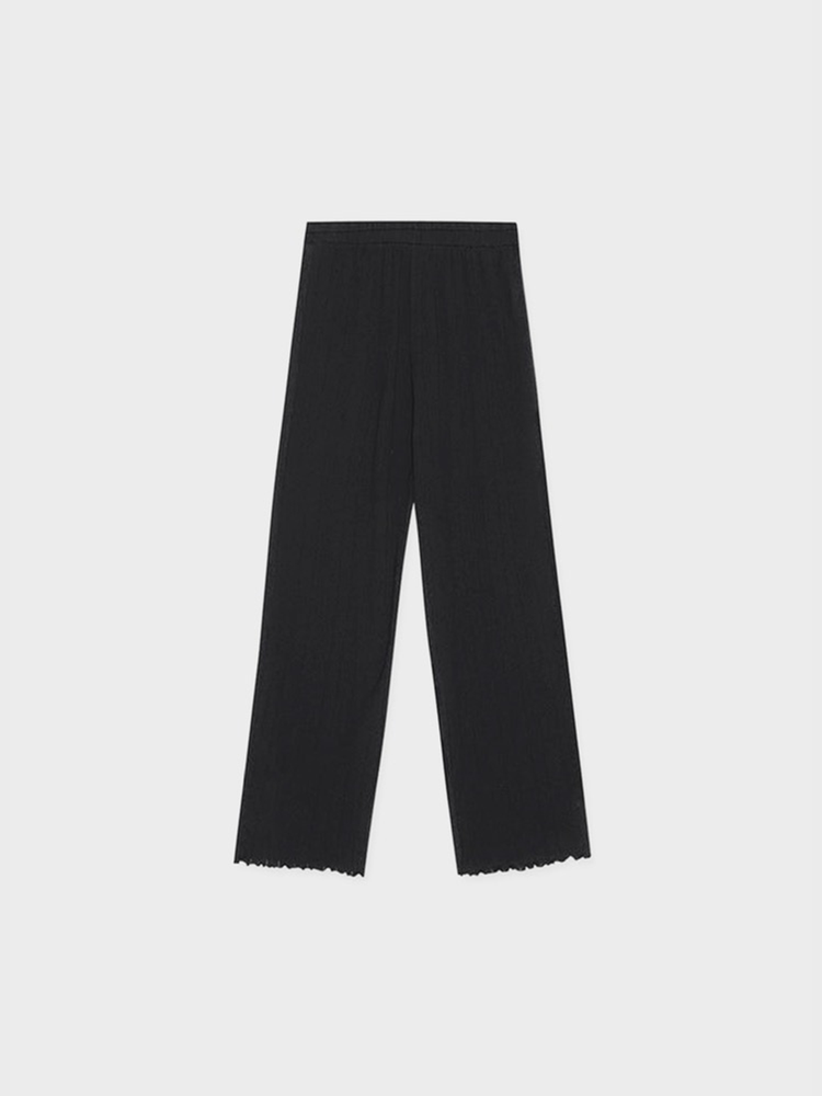 Organic Cotton Pointelle Cropped Pants [Black]