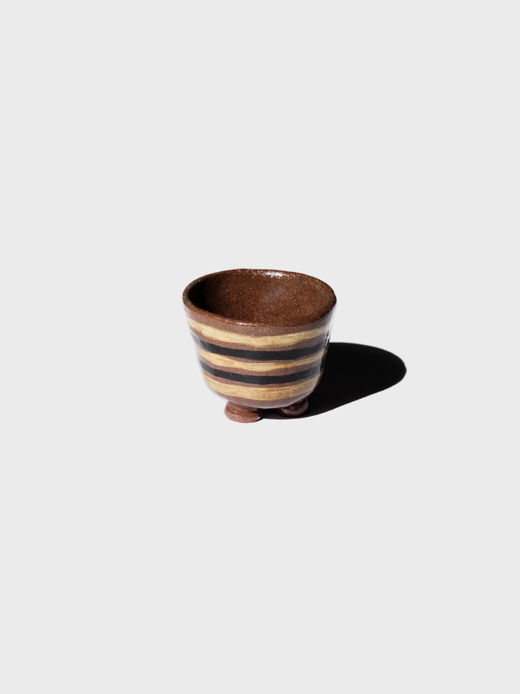 Anaphi Ceramic -  Cup With Legs [Brown With Beige/Black Stripes]