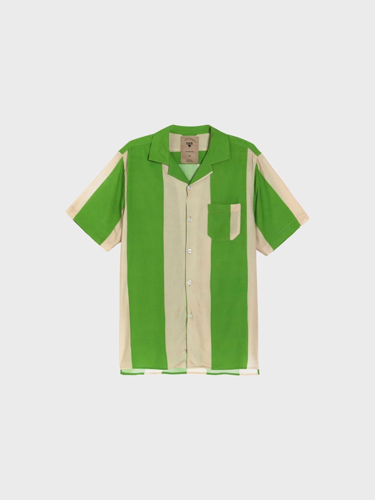 Emerald Stripe Viscose Cuba Shirt