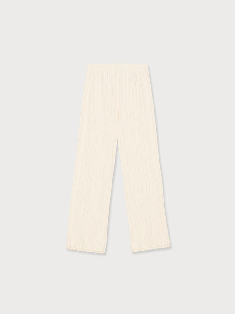 Organic Cotton Pointelle Cropped Pants [Ecru]