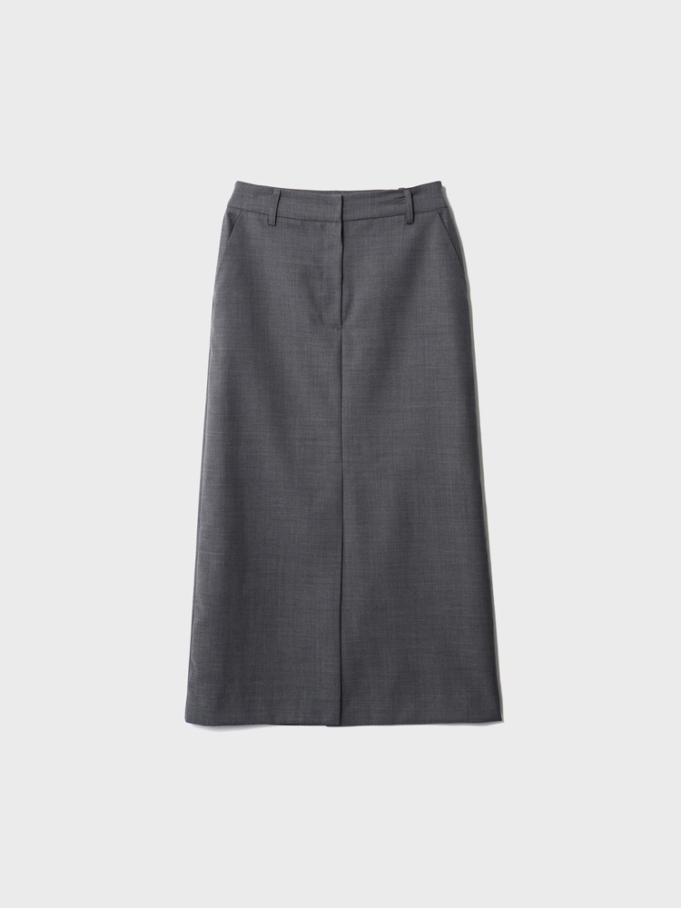 Slit Pencil Skirt in Summer Wool [Grey]