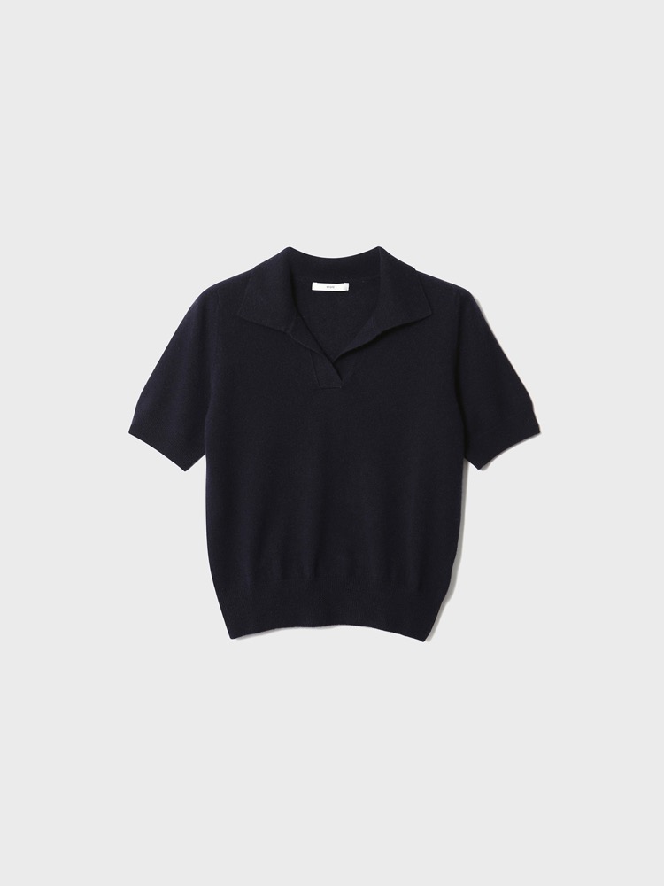 100% Cashmere Collar Sweater [Navy]